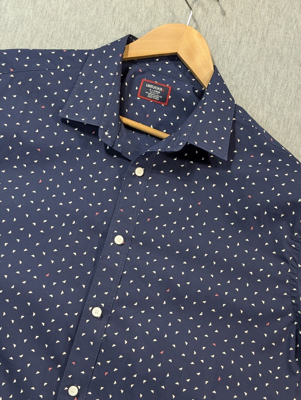 UNTUCKit Childers - SS Relax Fit Button Shirt XL Blue Geometric Short Sleeve